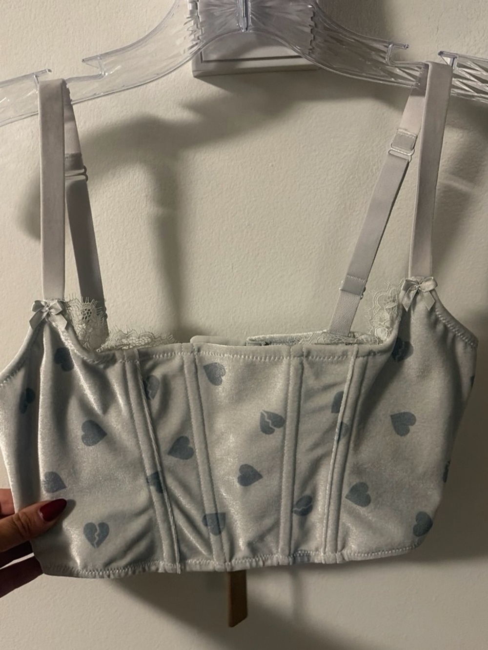 SKIMS Light Gray Heart Print Corset Bra